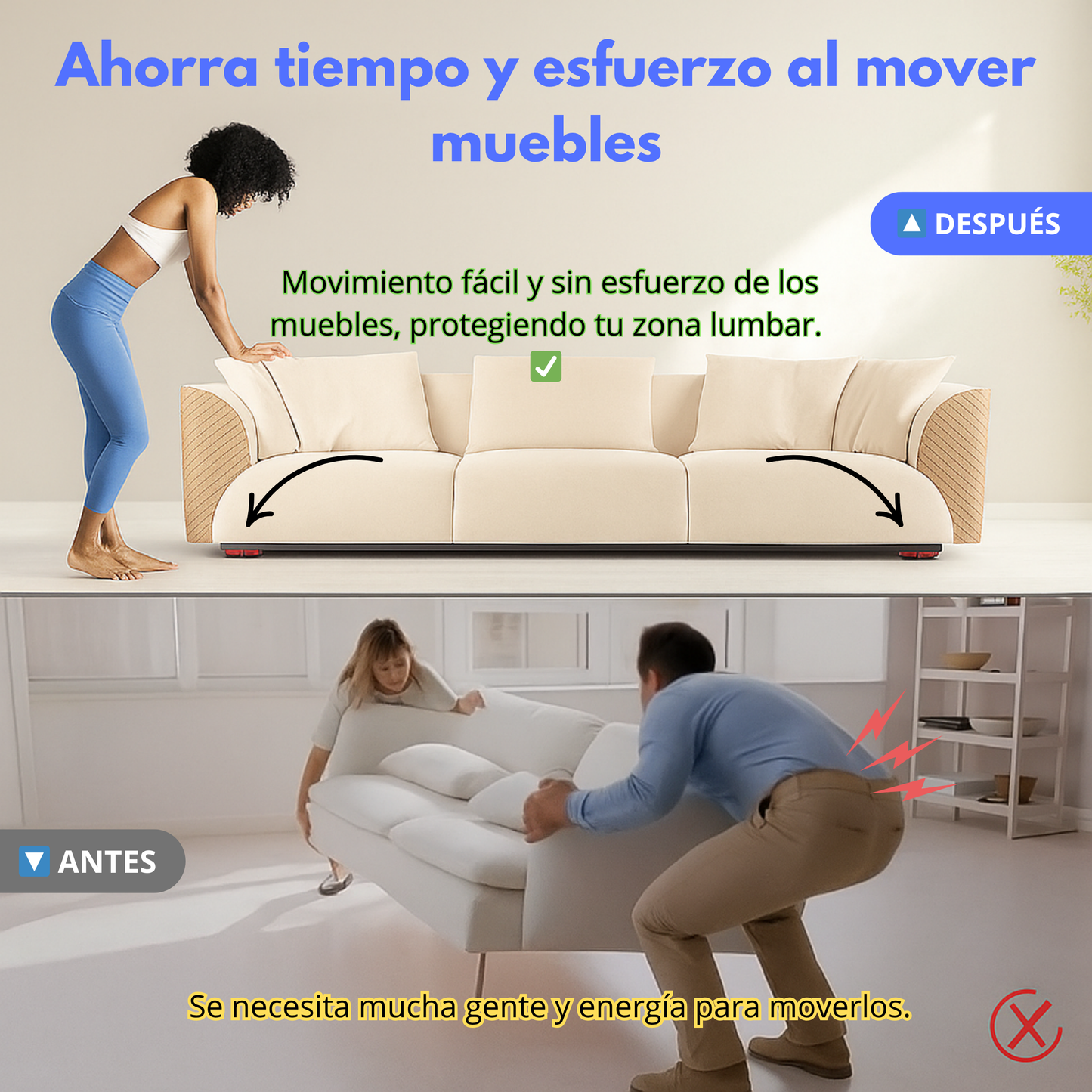 Kit Elevador y Deslizadores para Muebles